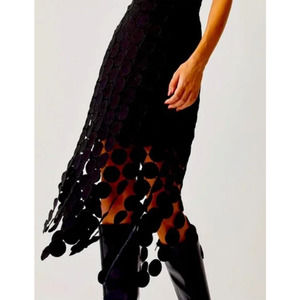 Commense Black Circle Laser Cut Double Layered Skirt - M